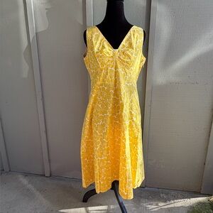 Boden 12R Yellow/White Floral Sleeveless A-line Dress